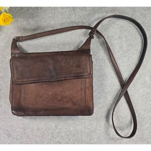 Vintage Fossil Brown Leather Mini Crossbody/Shoulder Purse Organizer 90s